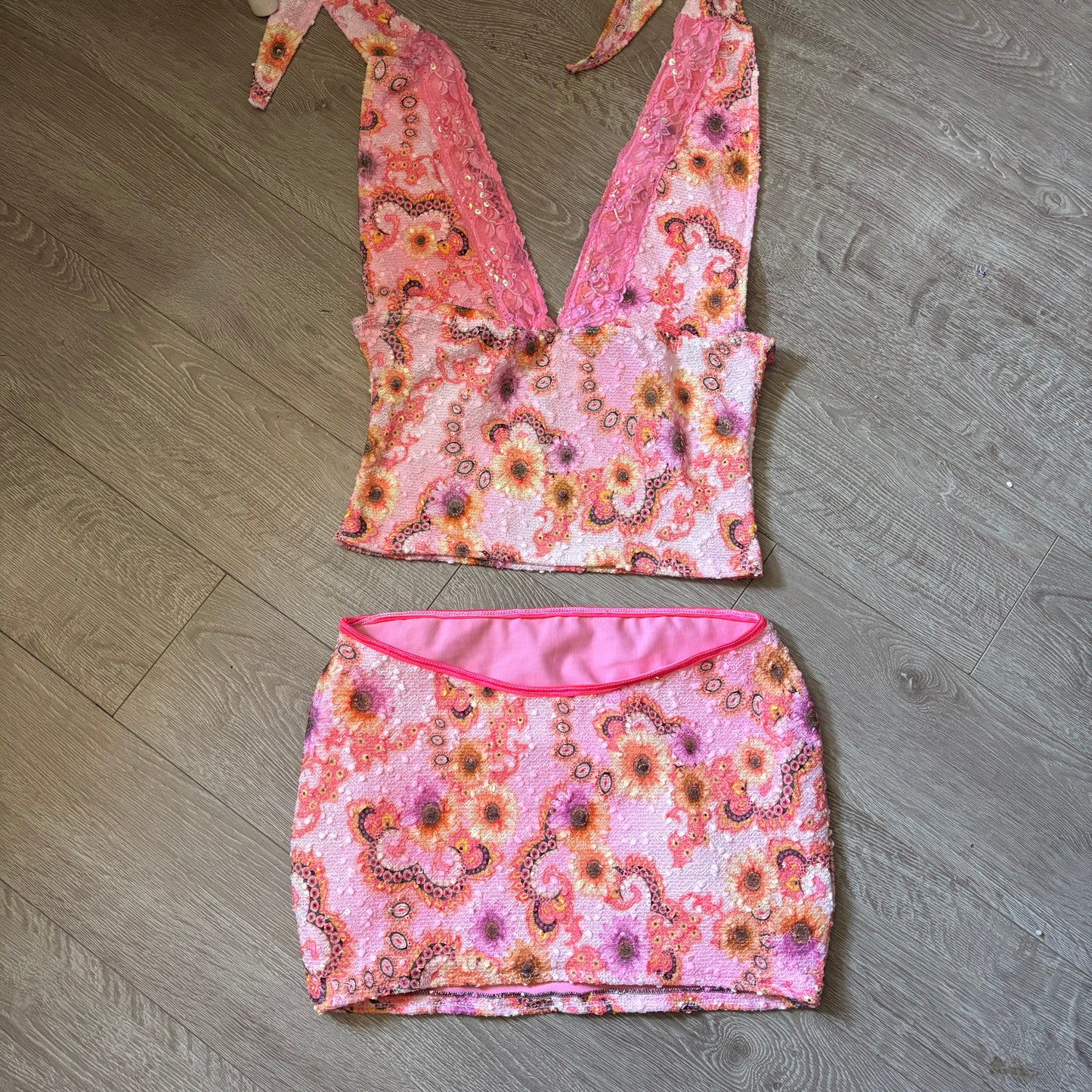 Orange sorbet halter set