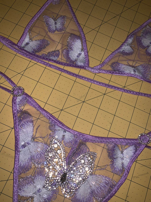 Sheer Butterfly Bralette & Thong Set