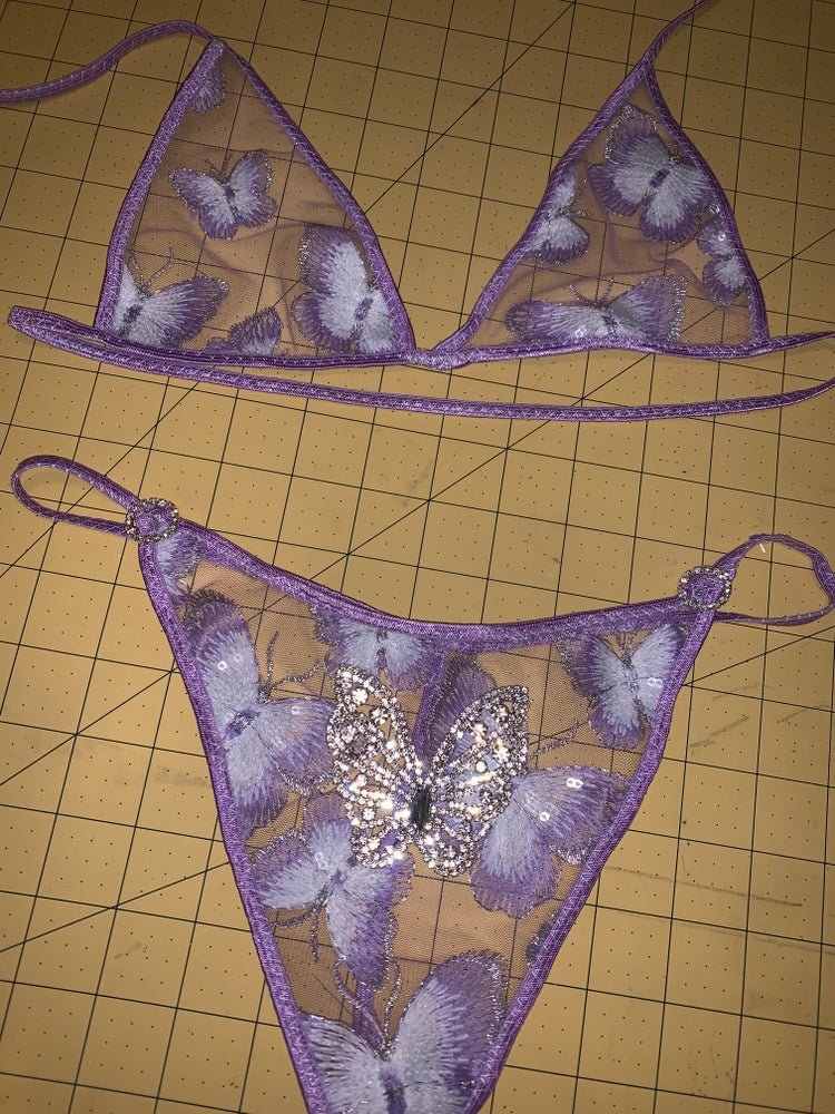 Sheer Butterfly Bralette & Thong Set